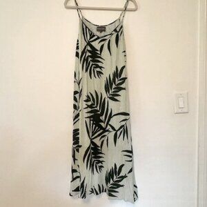 Michael Stars Palm Print Midi Dress Green Size Medium